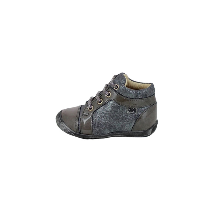 POELMAN OMANE:CUIR LISSE/ANTRACITE/LACET