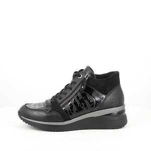 REMONTE D2470.03<br>CUIR LISSE NOIR LACET ZIP