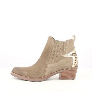  IZAC<br>CUIR VELOURS TAUPE ZIP