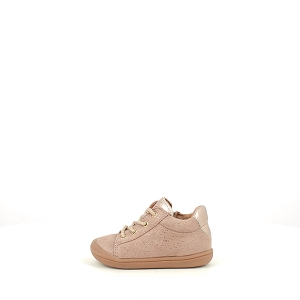 J56LRA CALIKA:CUIR VELOURS/ROSE/LACET ZIP