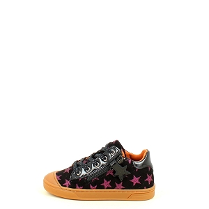 TROTTINO JEF ETOILE<br>CUIR VELOURS NOIR LACET ZIP