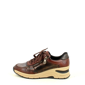 RIEKER N9301.27<br>CUIR LISSE MARRON LACET ZIP