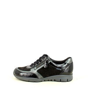 MEPHISTO YLONA<br>CUIR LISSE NOIR LACET ZIP
