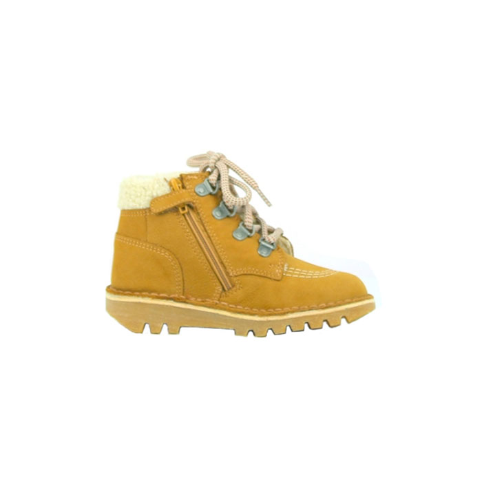 Kickers garcon neohook cuir gras camel lacet1332801_3