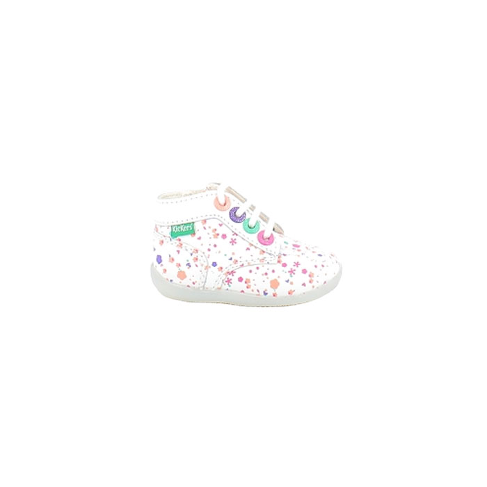 Kickers debout bonzip2 multi imprime blanc lacet zip