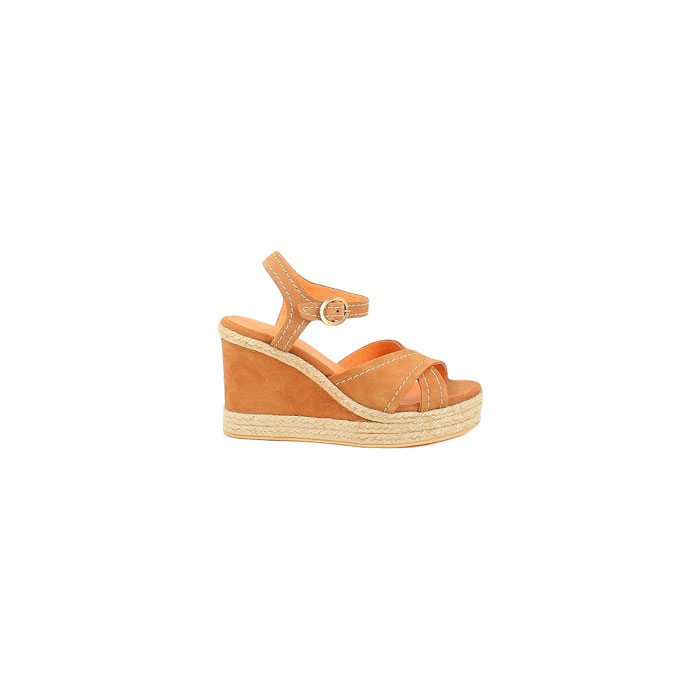 Minka design sandale alias cuir velours camel boucle