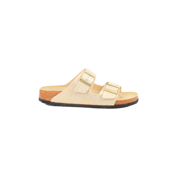 Birkenstock sandale arizona cuir lisse or boucle