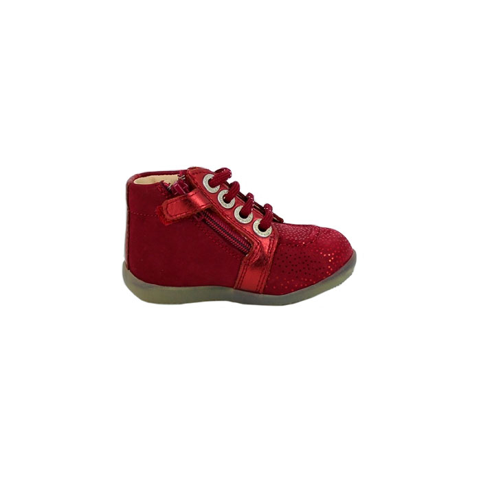 Kickers premier pas birtille cuir lisse bordeaux lacet zip1498201_3