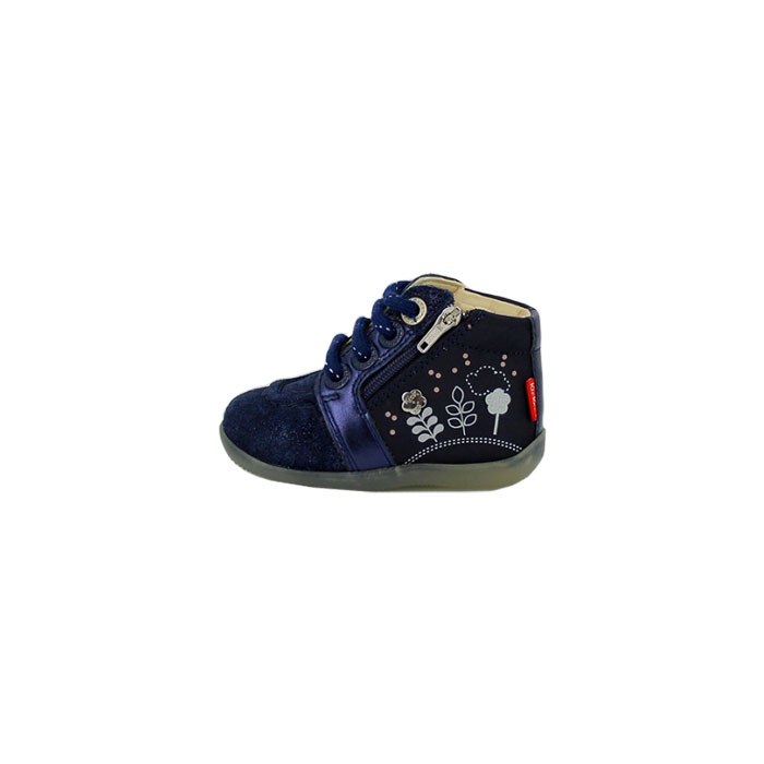 Kickers premier pas be flower nubuck marine lacet zip