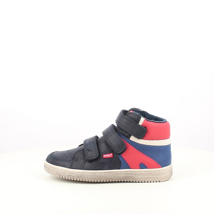 Kickers garcon lohan cuir lisse marine scratch