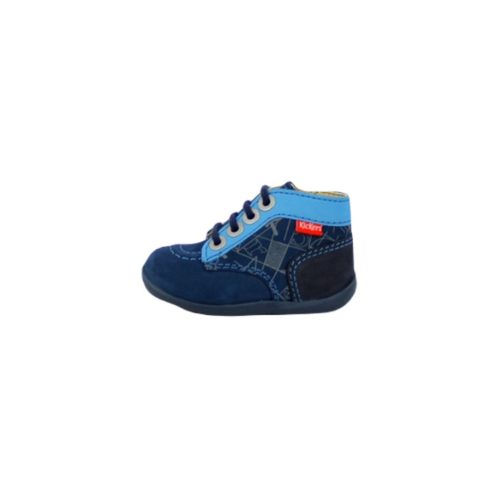 Kickers debout bonzip2 nubuck marine lacet zip