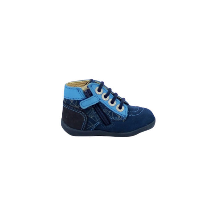 Kickers debout bonzip2 nubuck marine lacet zip1498802_3