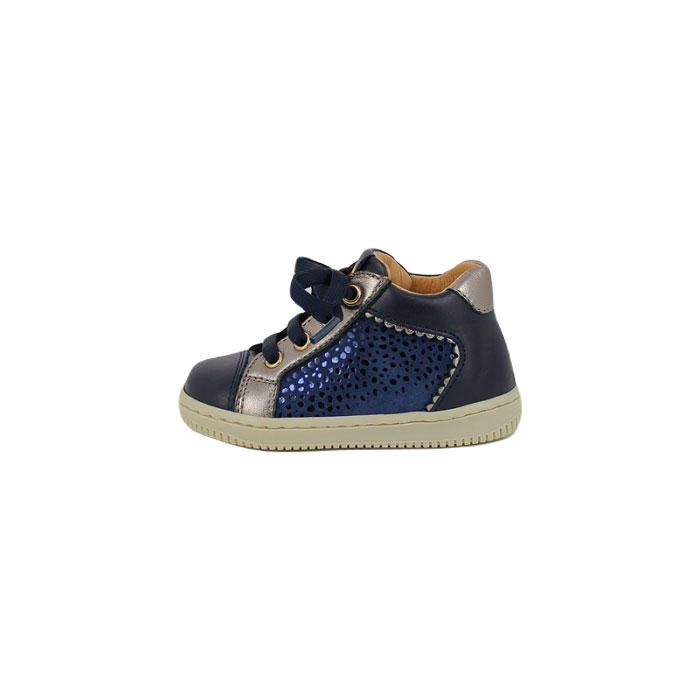 Babybotte romagnoli debout frida 8122b cuir lisse bleu lacet