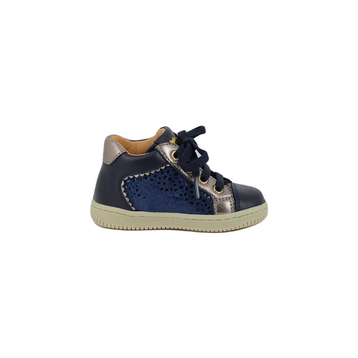 Babybotte romagnoli debout frida 8122b cuir lisse bleu lacet1499101_3