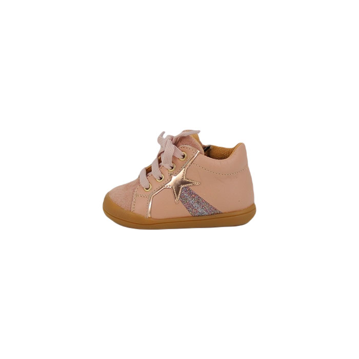 Babybotte romagnoli debout fiona 8089b cuir lisse rose lacet