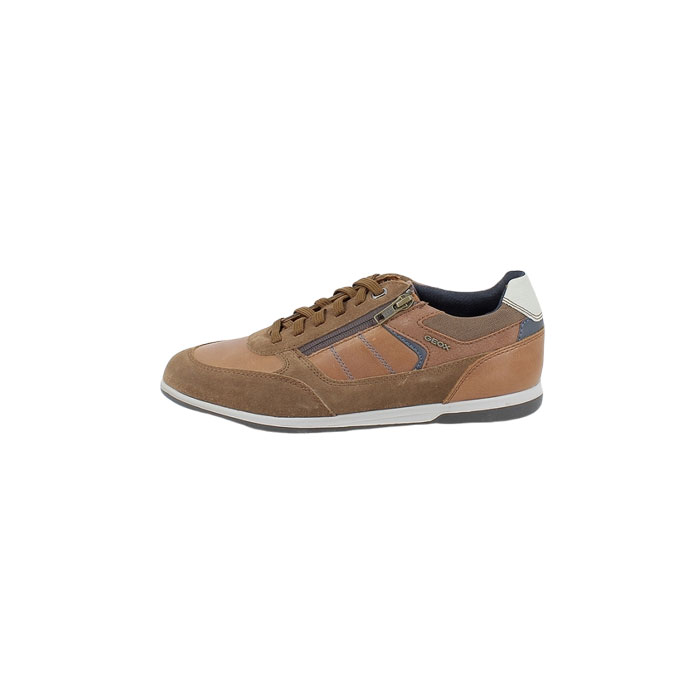 Geox basket u254ga cuir lisse cognac lacet zip