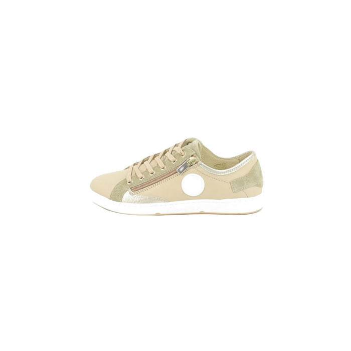 Pataugas basket jester mix cuir lisse beige lacet zip