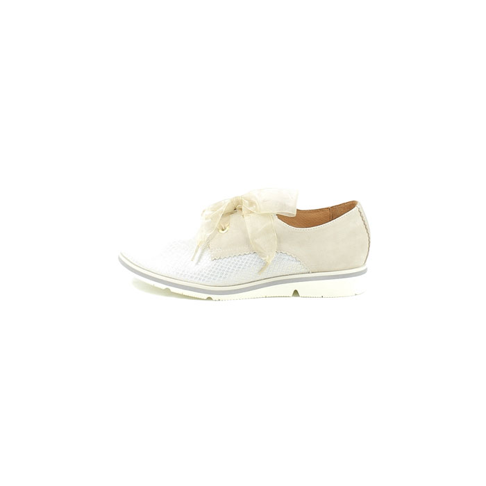 Fugitive derbies mocassins hindi cuir lisse blanc lacet