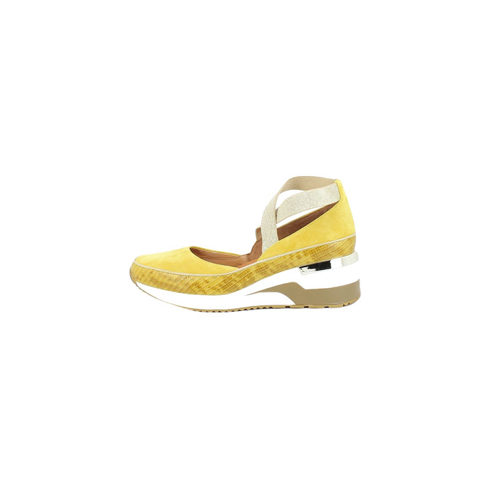 Mamzelle ballerine volou cuir velours jaune elastique