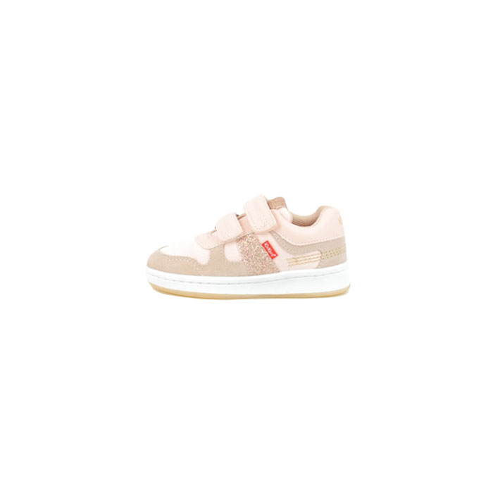 Kickers premier pas bisckoto cuir lisse rose scratch