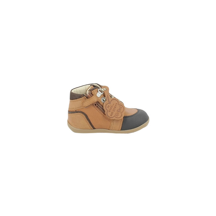 Kickers premier pas bins mountain cuir lisse camel lacet1584601_3