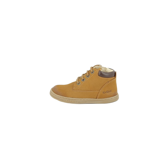 Kickers garcon tackland cuir lisse camel lacet zip