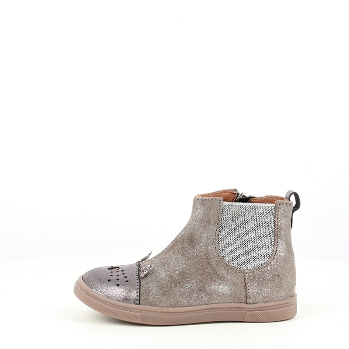 Gbb fille jessine cuir velours taupe zip