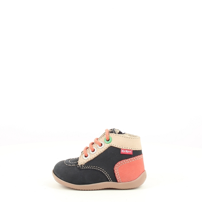 Kickers debout bonzip2 cuir velours marine lacet zip