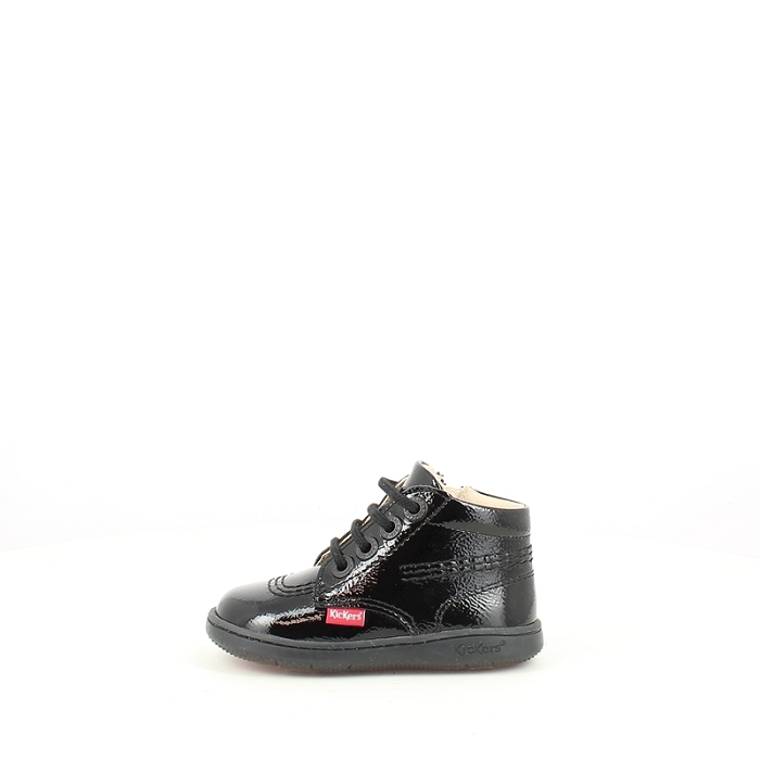 Kickers debout kick billista vernis noir lacet zip