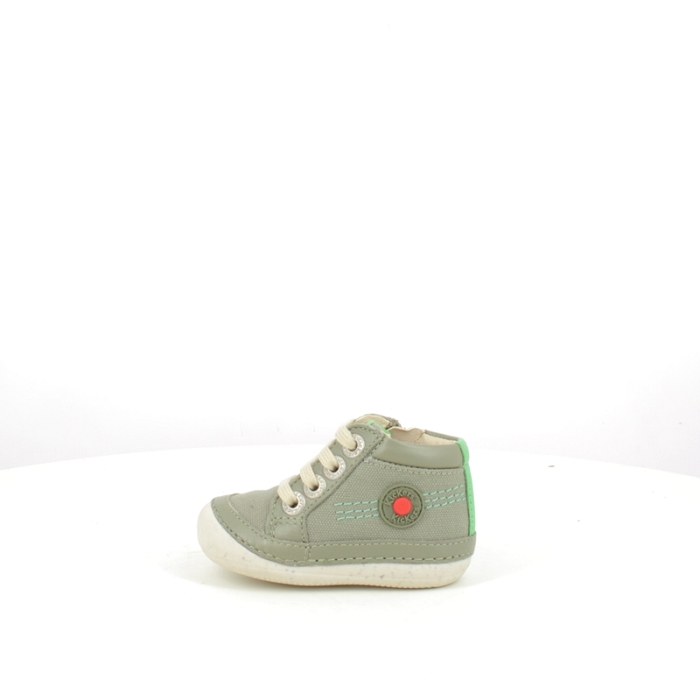 Kickers debout sonistreet cuir lisse vert lacet