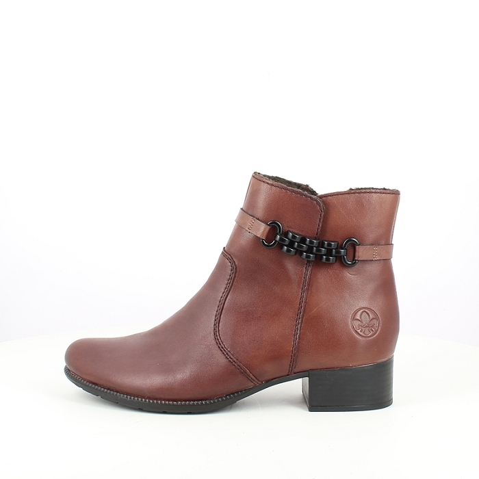 Rieker bottine 78676.25 cuir lisse cognac zip