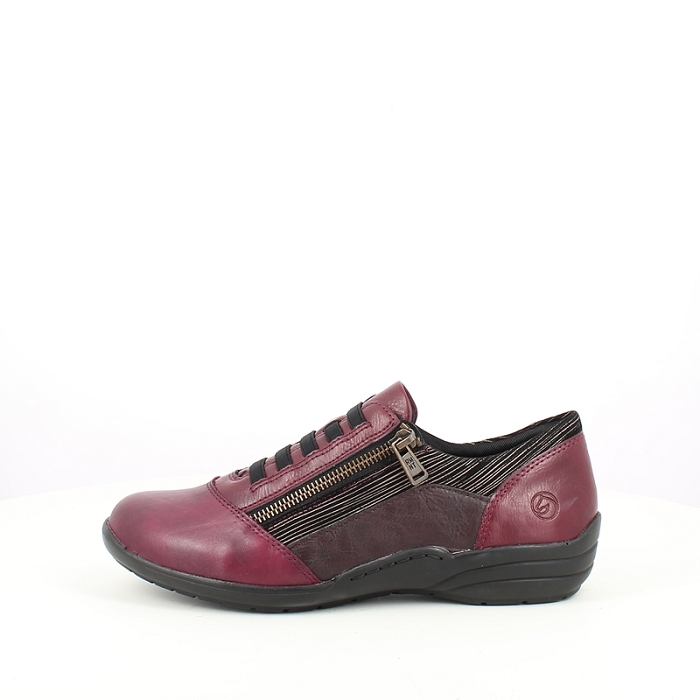 Remonte derbies mocassins r7679.35 cuir lisse bordeaux lacet zip