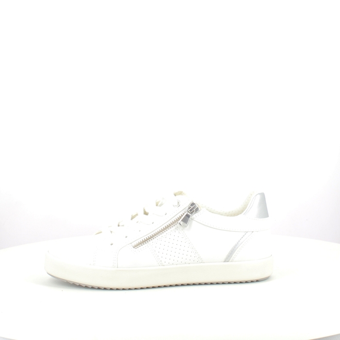 Geox basket d366he cuir lisse blanc lacet zip