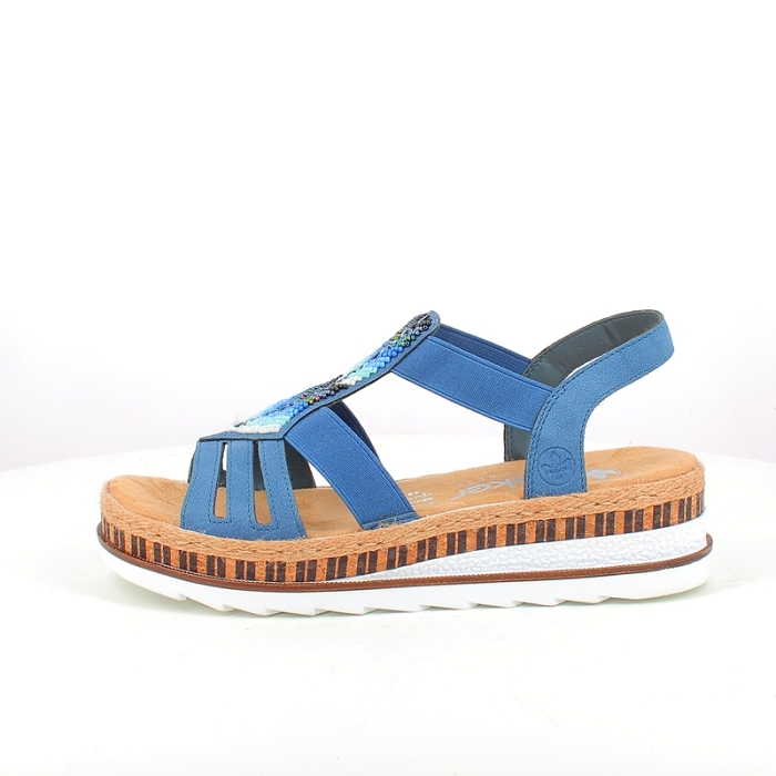 Rieker sandale v7909.12 cuir lisse marine elastique