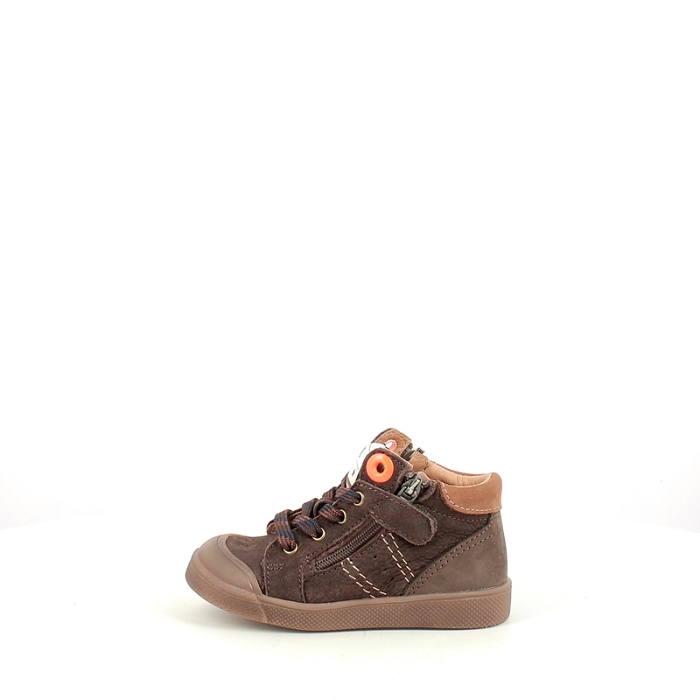 Gbb premier pas anatole nubuck marron lacet zip