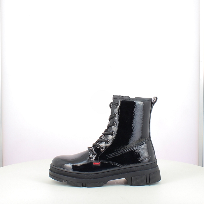 Kickers fille kick goji vernis noir lacet zip