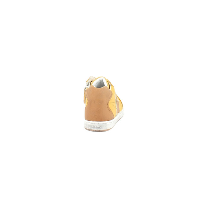 Bellamy premier pas jack cuir lisse jaune lacet zip5127501_4