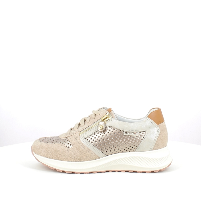 Mephisto basket kim cuir lisse beige lacet zip