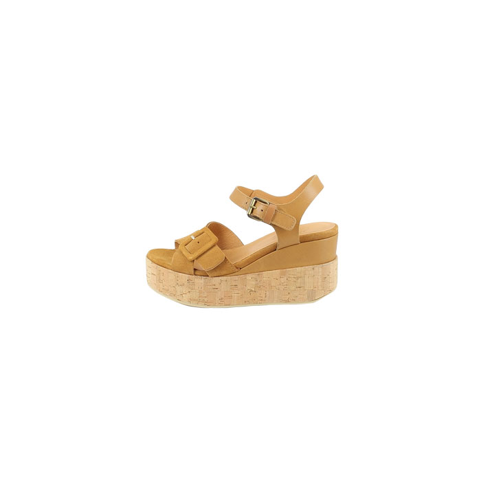 Minka design sandale cinda cuir velours camel boucle