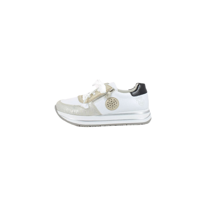 Rieker basket n3512.40 multi matiere blanc lacet zip