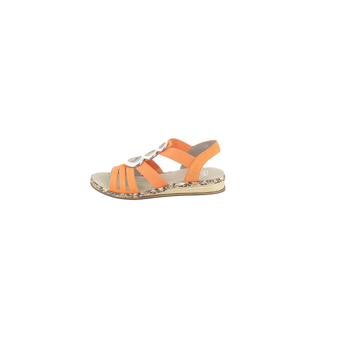 Rieker sandale 679l4.38 multi matiere orange elastique