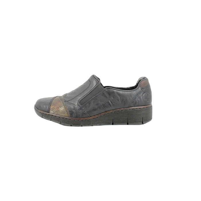 Rieker mocassin confort 537c0.00 cuir lisse noir scratch