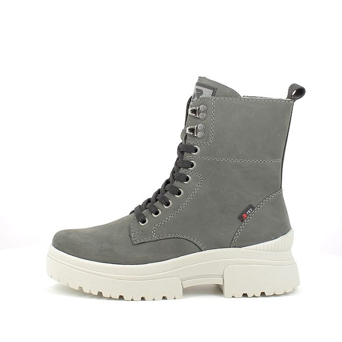 Rieker bottine w0371.42 nubuck gris lacet zip