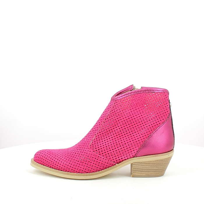Mkd bottine fernand cuir velours fushia zip