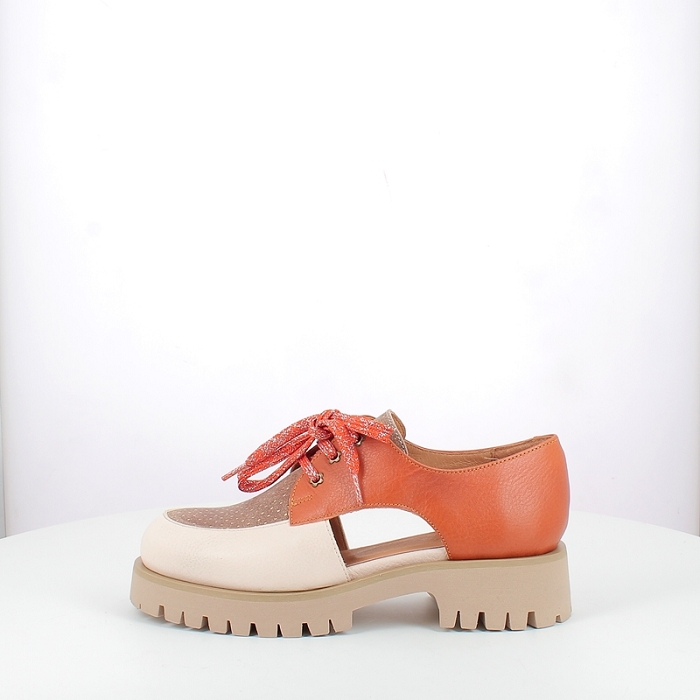 Minka design derbies mocassins elois cuir lisse ecru lacet