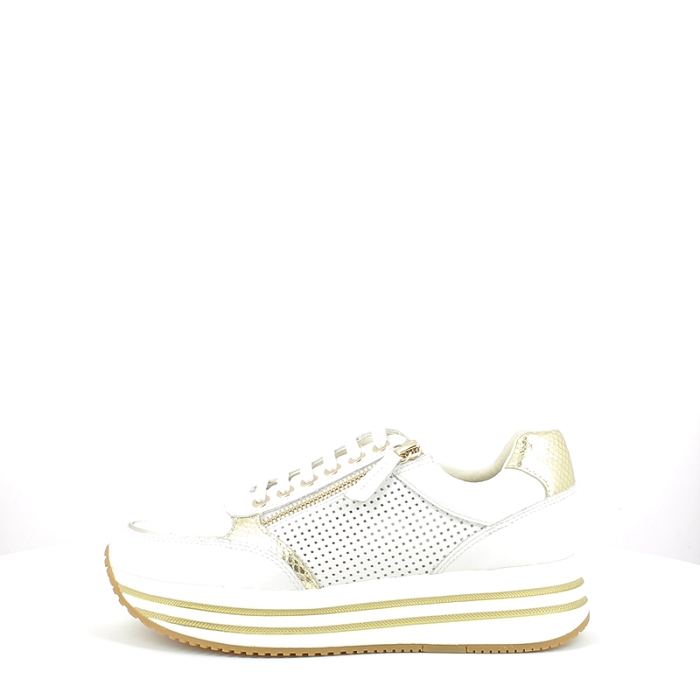 Geox basket d35qhe cuir lisse blanc lacet zip