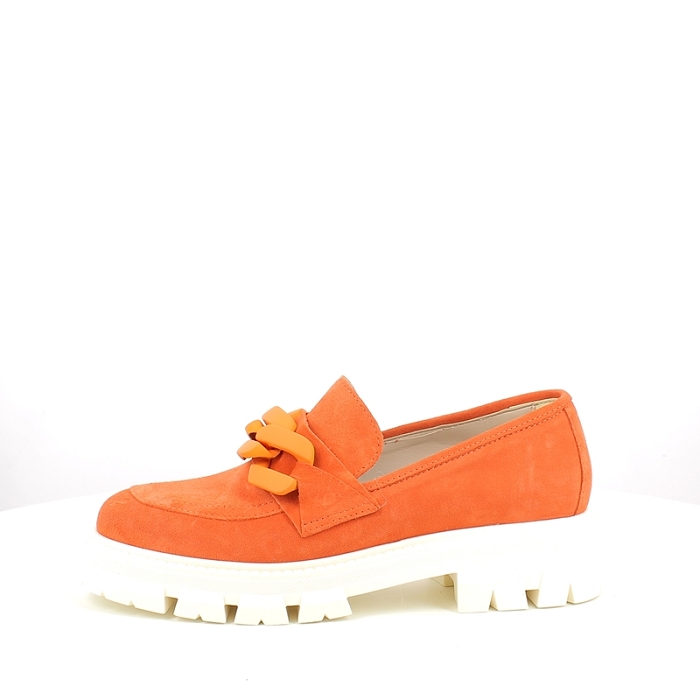 Pisati derbies mocassins dana cuir velours orange