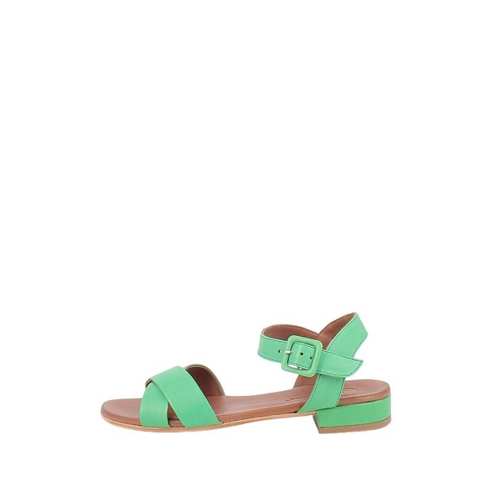 L une et l autre sandale colette cuir lisse vert boucle
