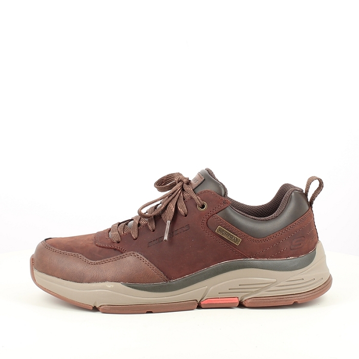 Skechers basket 210021 cuir gras marron elastique