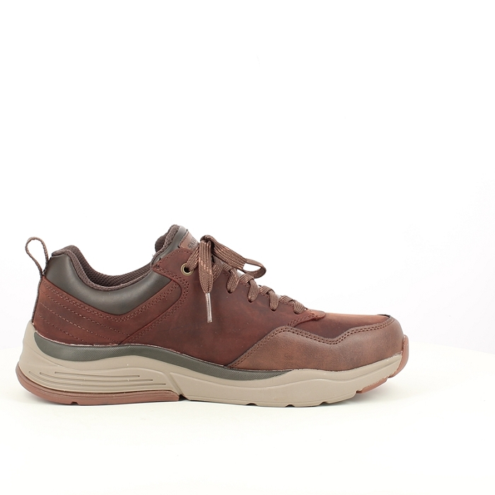 Skechers basket 210021 cuir gras marron elastique5213801_3